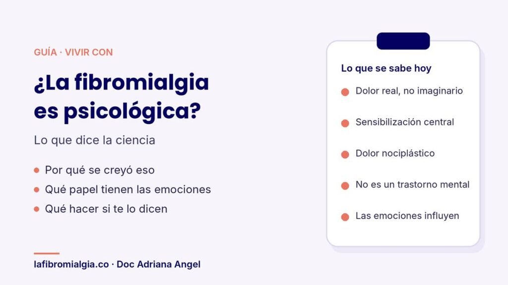 Guía de la Doc Adriana Angel que explica por qué la fibromialgia no es psicológica según la ciencia