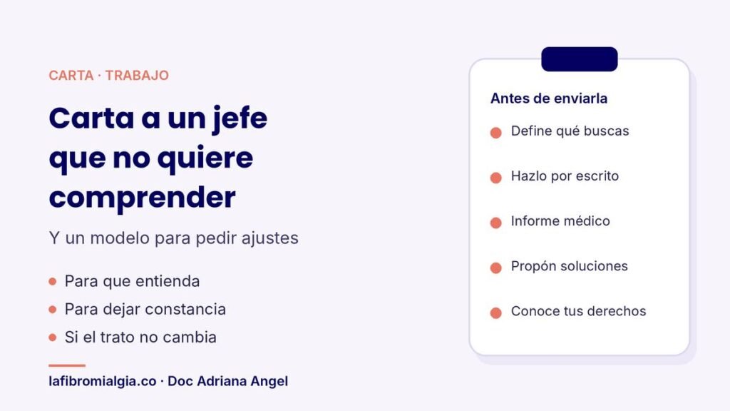 Carta para un jefe que no comprende la fibromialgia y modelo para pedir ajustes en el trabajo